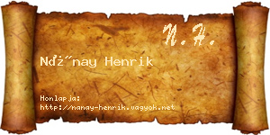 Nánay Henrik névjegykártya
